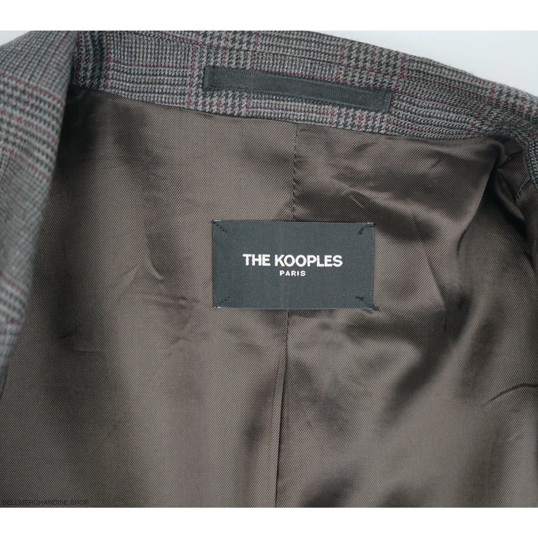 Vintage The Kooples Grey Burgundy Tartan Wool Suit: Jacket + Pants