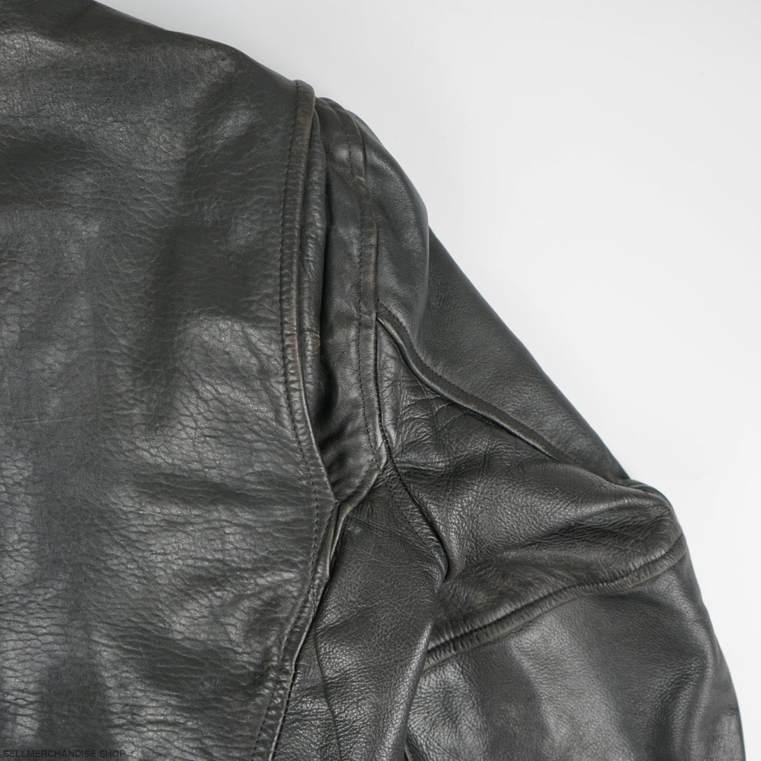 Vintage 1990s American Style Leather Biker Cowhide Jacket