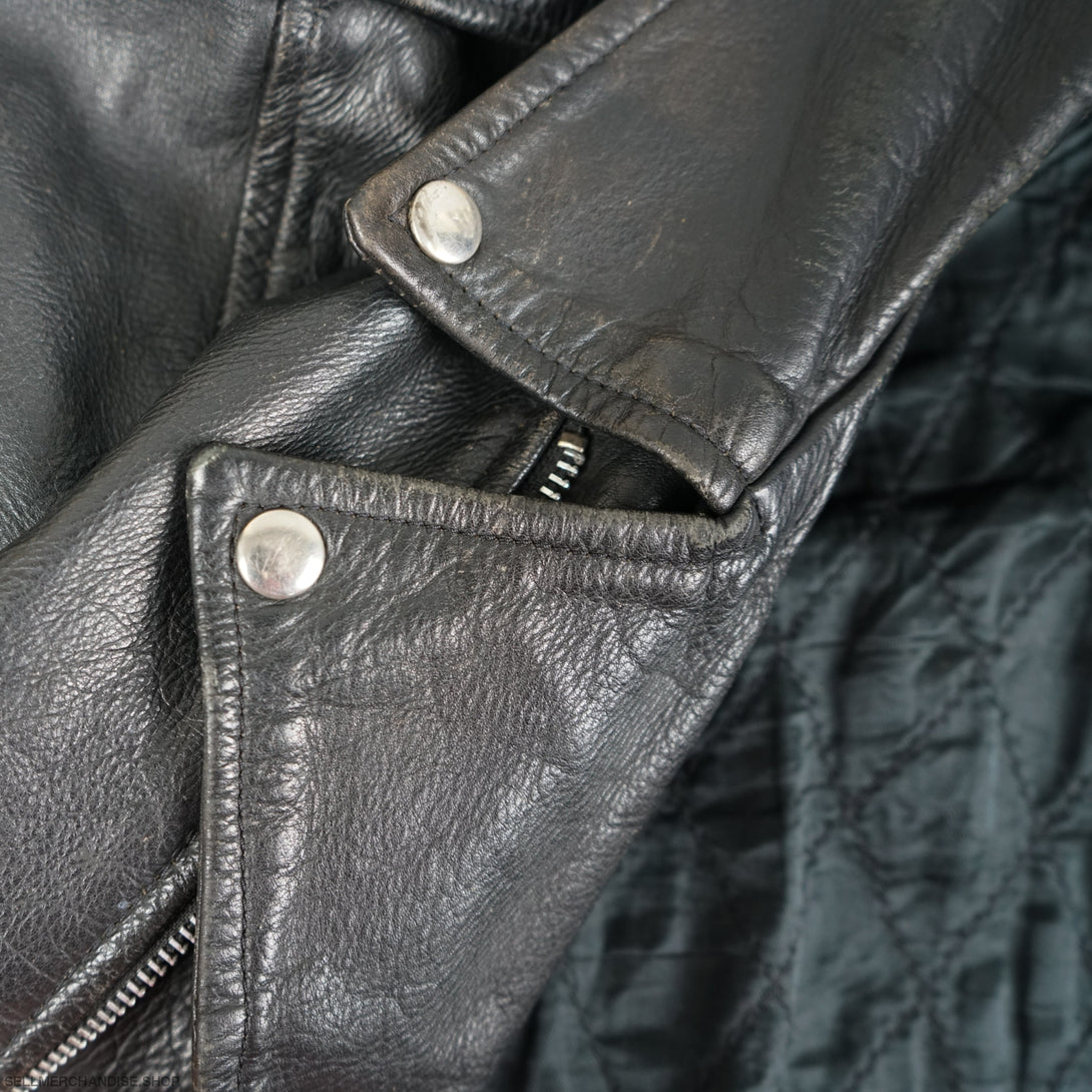 Vintage 1990s American Style Leather Biker Cowhide Jacket