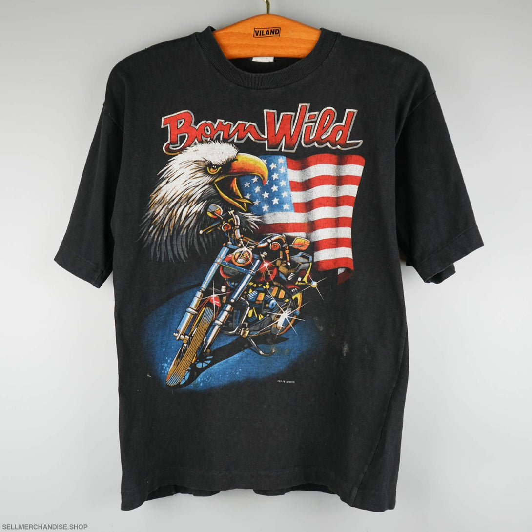 Vintage 1990s Born Wild Eagle Zip IT London T-Shirt