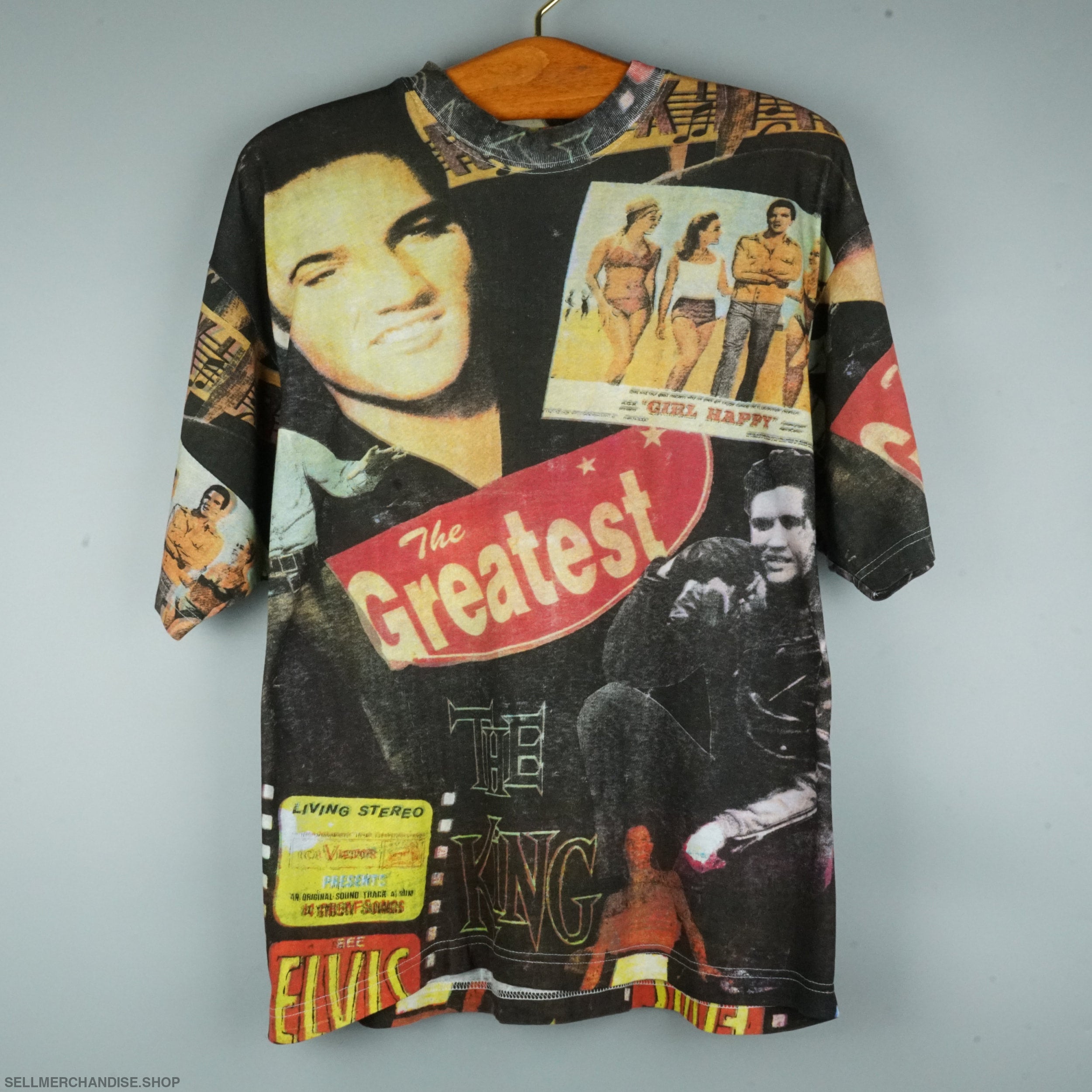 1990s Elvis popular Presley All Over Print Shirt XXL