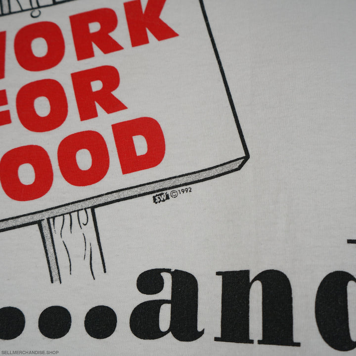Vintage 1990s I work for food and to pay taxes t-shirt
