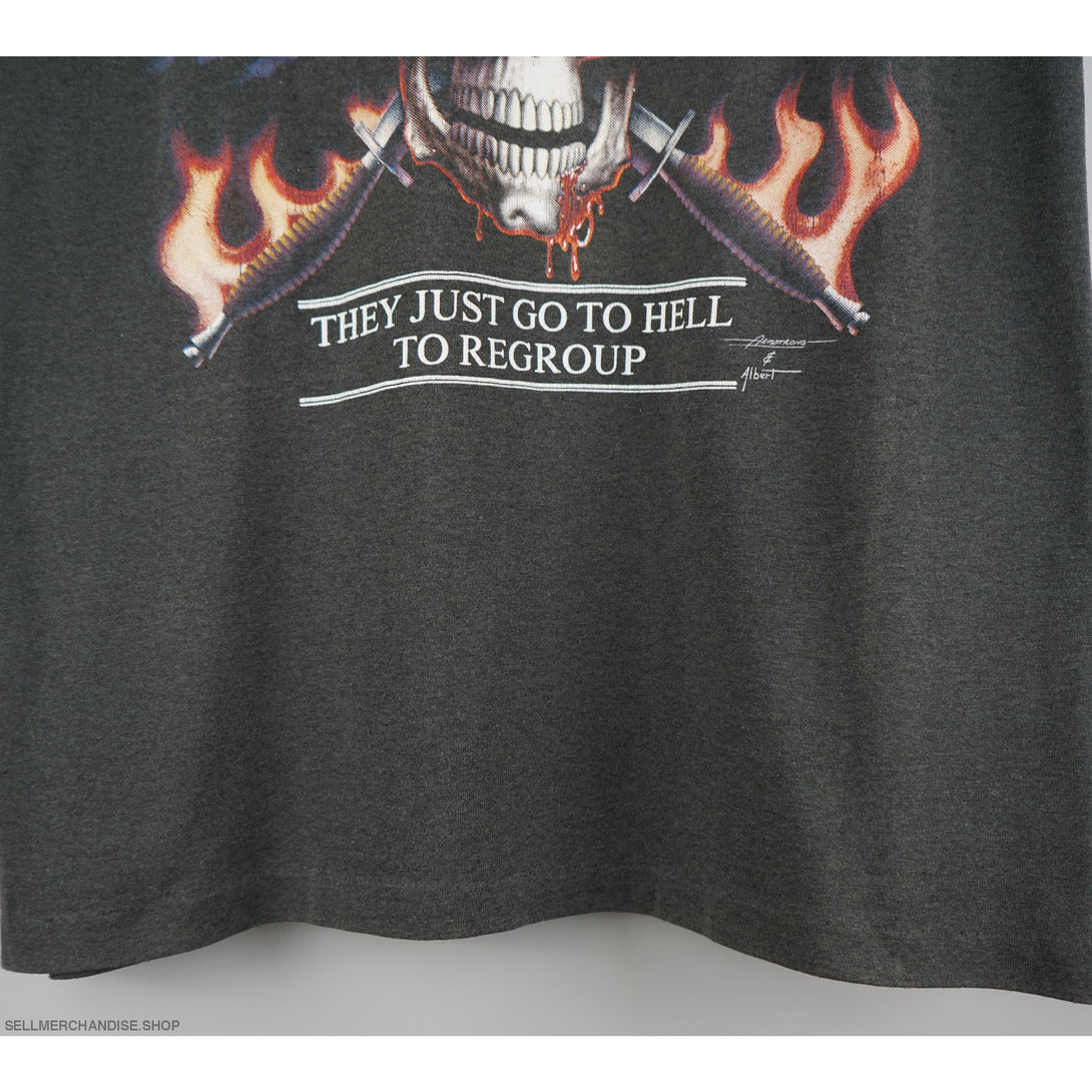 Vintage 1990s Mercenaries Never Die T-Shirt 3D Emblem