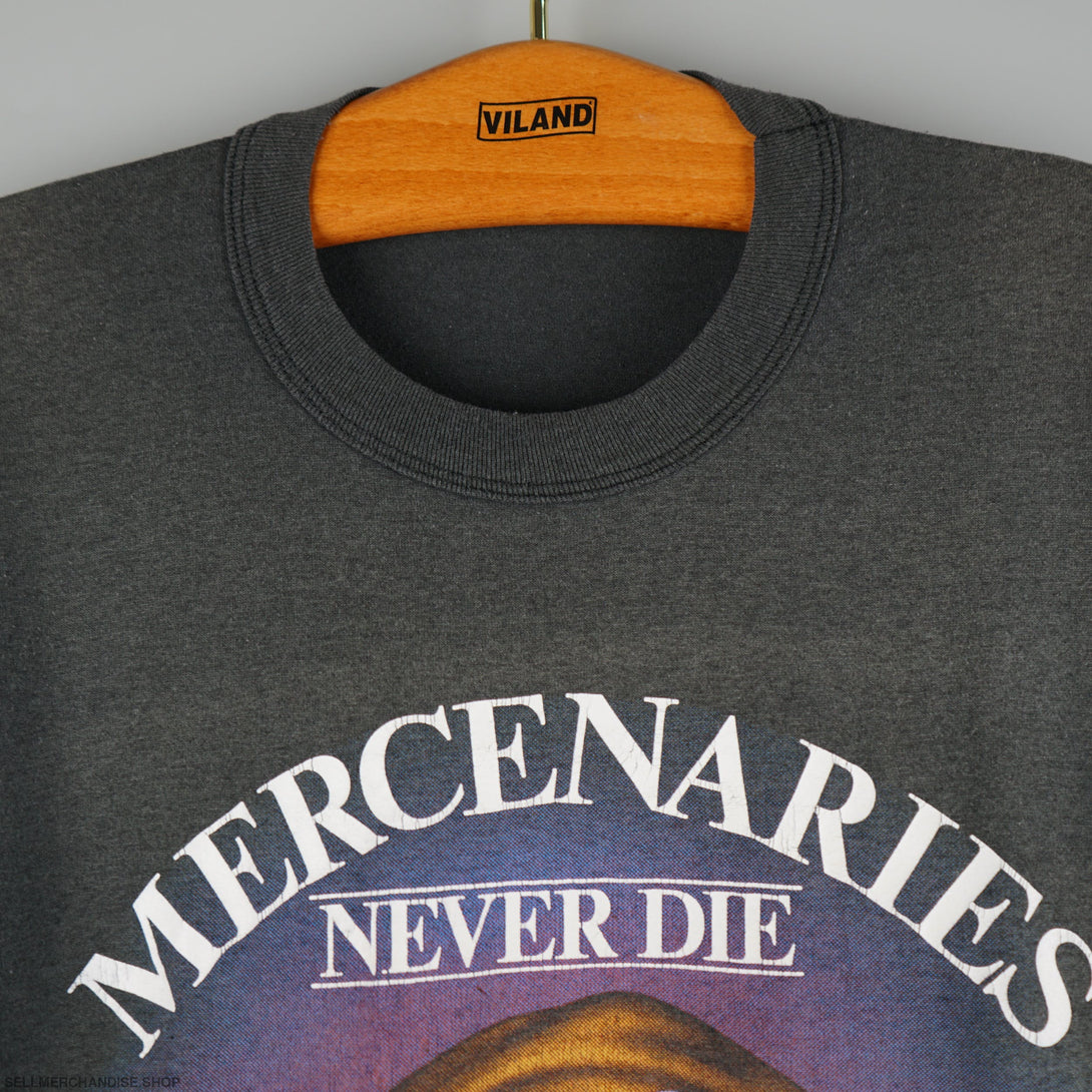 Vintage 1990s Mercenaries Never Die T-Shirt 3D Emblem