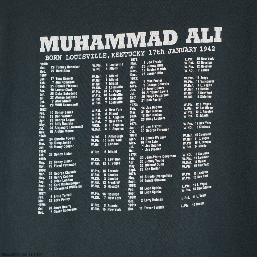 Vintage 1990s Muhammad Ali All Fights T-Shirt