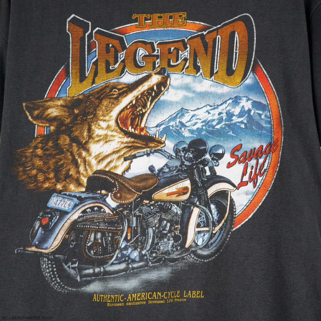 vintage - Vintage 1990s The Legend Biker Wolf t-shirt