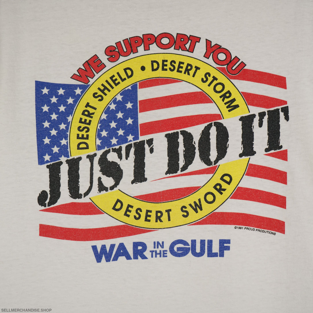 Vintage 1990s War Gulf t shirt Just Do IT