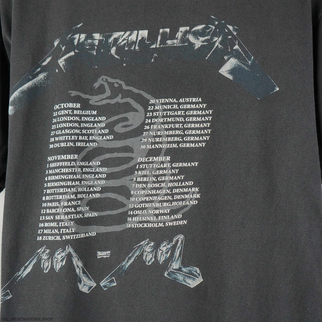 Vintage 1991 Metallica Black Album Tour T-Shirt