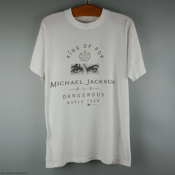 MICHAEL JACKSON Genuine TOUR T Shirt DANGEROUS 1992 Size XL WHITE Super RARE