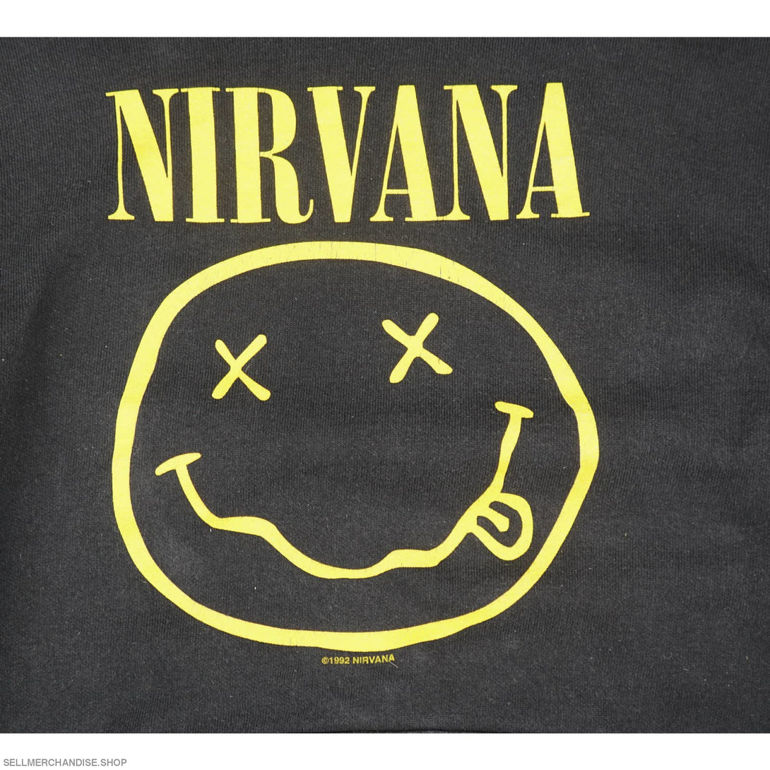 Vintage 1992 Nirvana Smiley Hoodie 2000s print