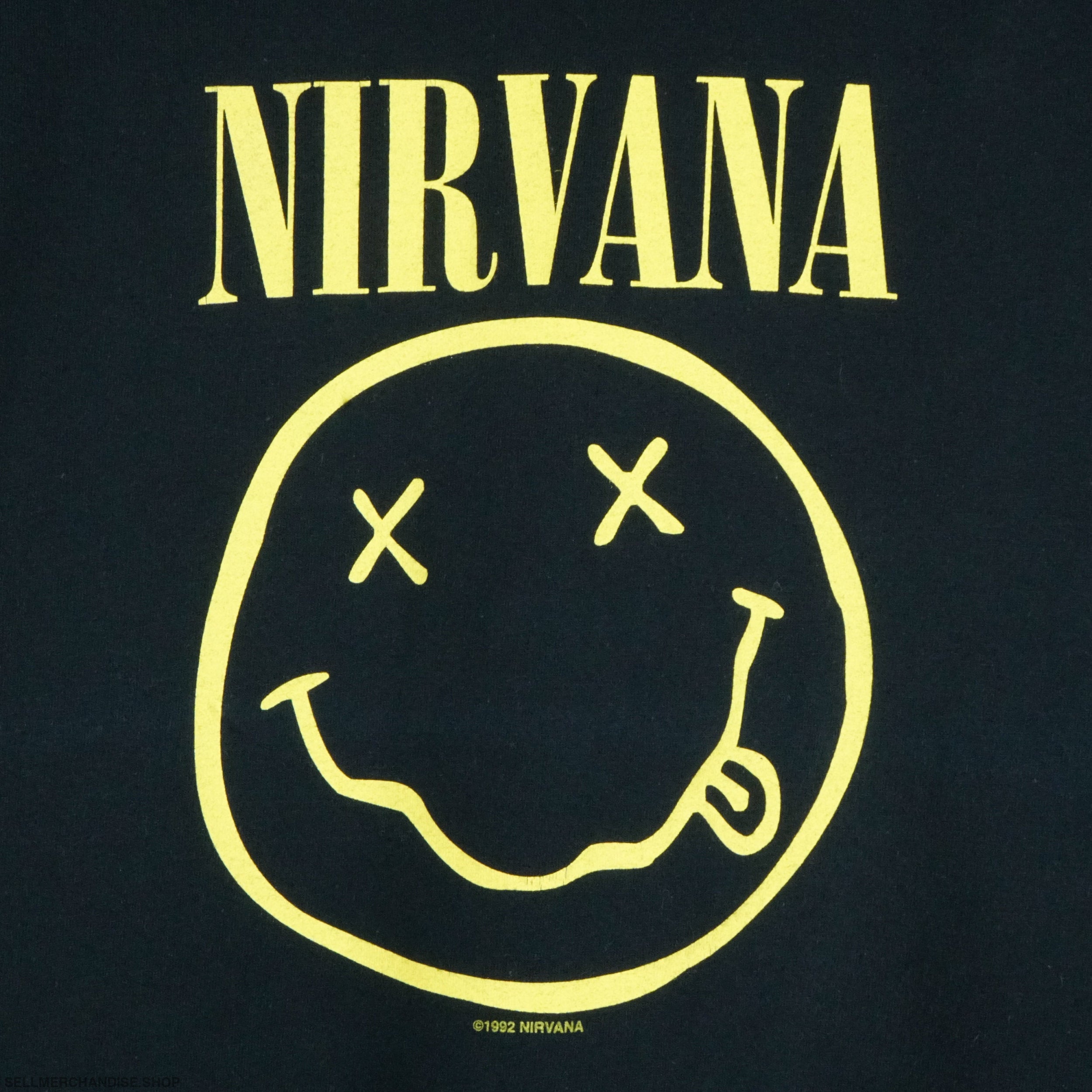 NIRVANA スマイリー プリント Tシャツ size L 1992 Nirvana Smiley Reprint 1992 Black T-Shirt Size S | eBay