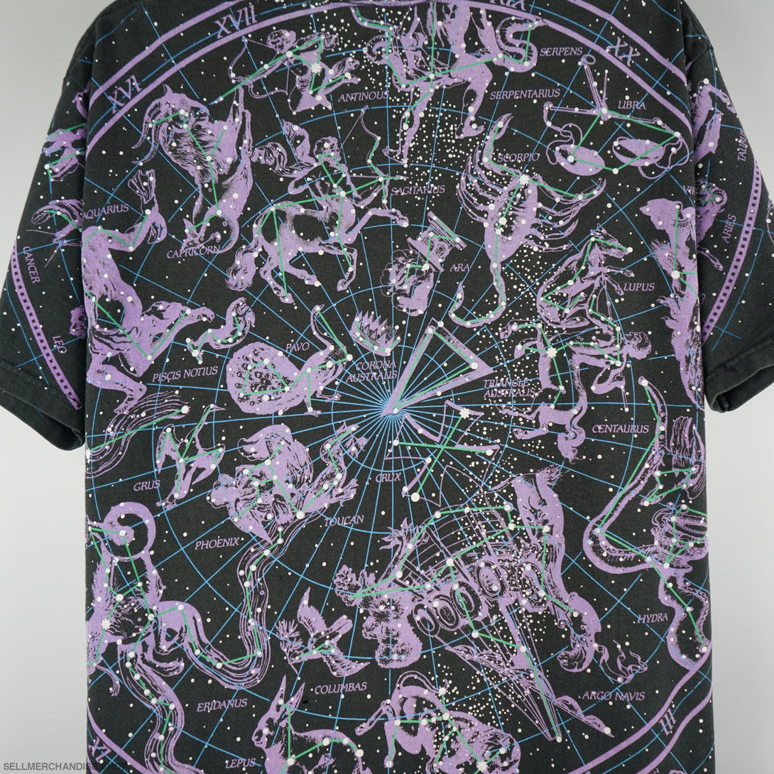 Vintage 1993 Liquid Blue Constellations Astrology T-Shirt