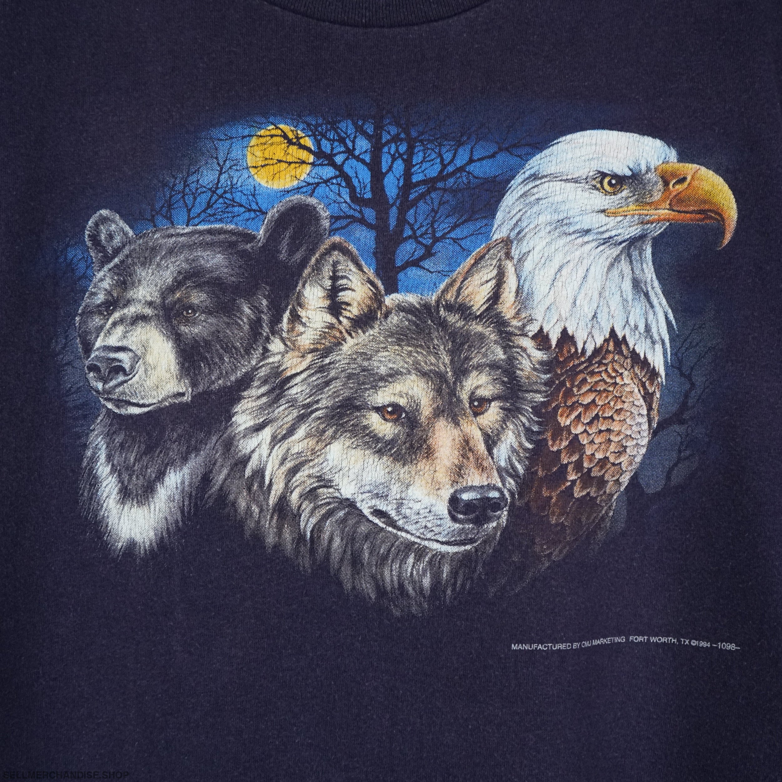 NWT Mitakuye Oyasin Vtg Bear Wolf Eagle Nature T-Shirt Artist high quality 1990s XL Wildlife