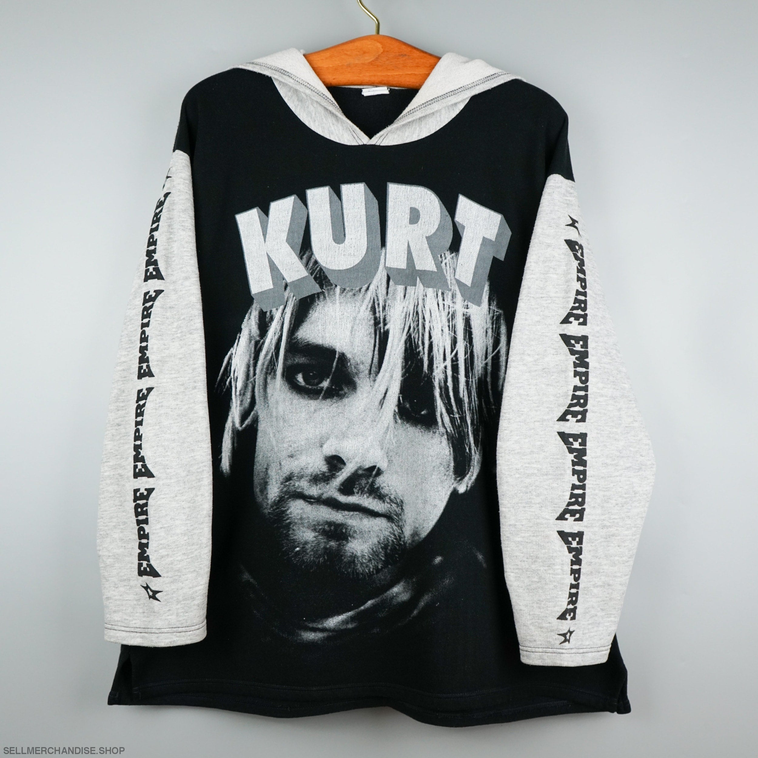 Vintage 90s Kurt Cobain Hoodie RARE Memorial factory Sweatshirt Nirvana Double Sided