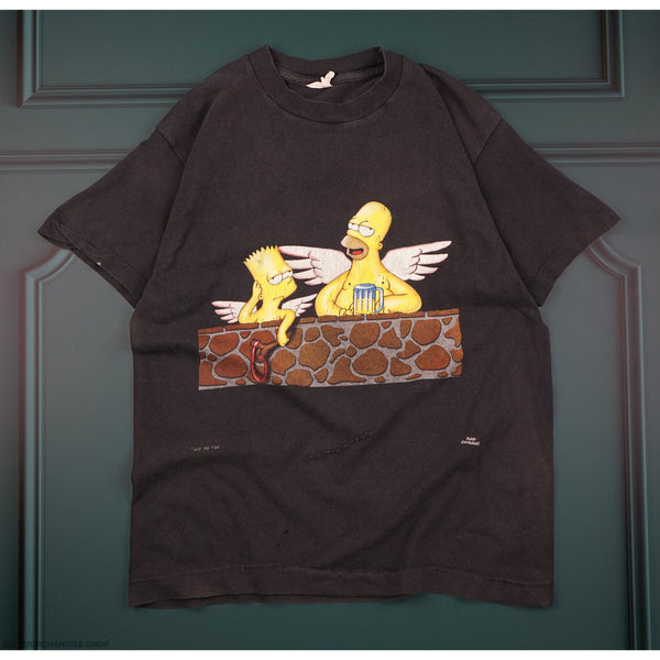 Vintage 1999 Bart And Homer Simpsons Angels T-Shirt