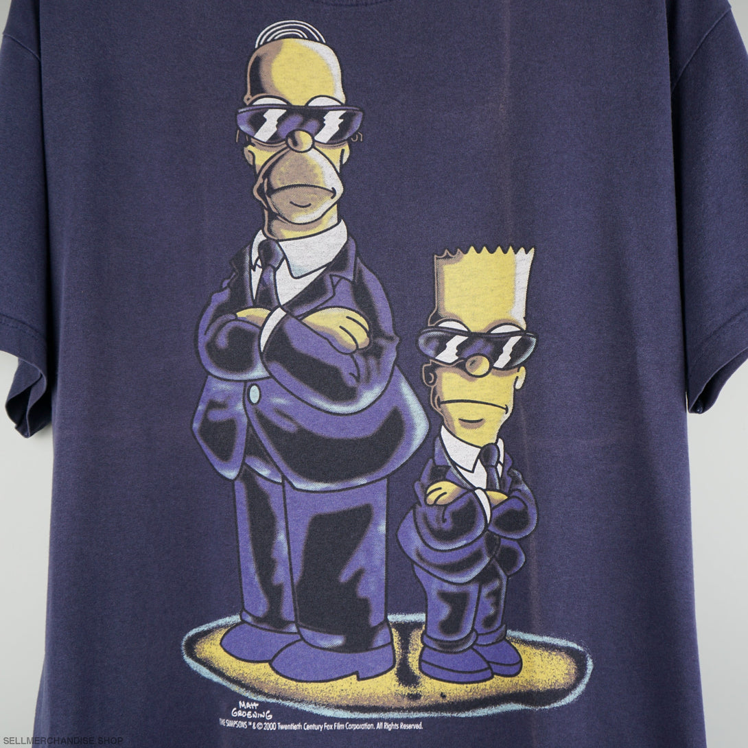 Vintage 2000 Homer and Bart Simpson FBI Agents t-shirt