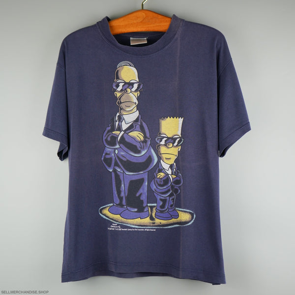 Vintage 2000 Homer and Bart Simpson FBI Agents t-shirt