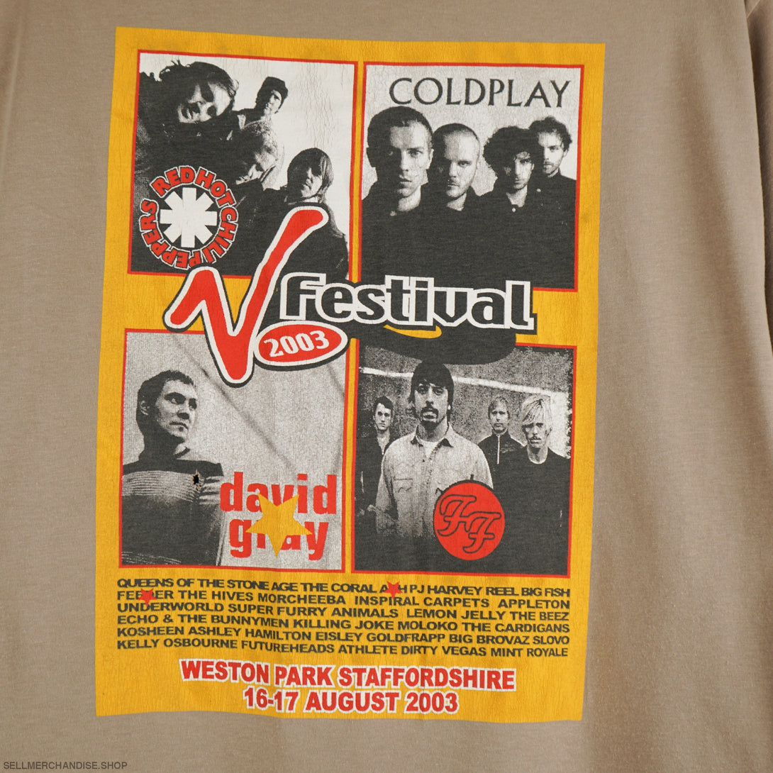 Vintage 2003 V Festival t-shirt Red Hot Chili Peppers Coldplay