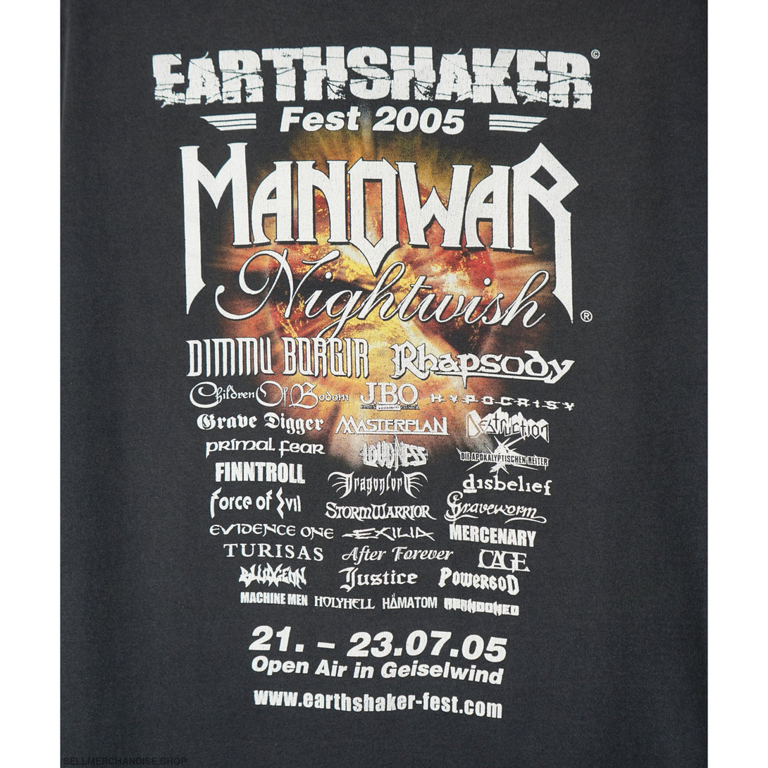Vintage 2005 Manowar Dimmu Borgir Nightwish Festival Earthshaker Tee