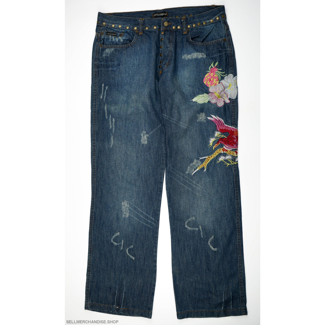 Vintage 2006 Dolce Gabbana Hawaii Embroided Jeans