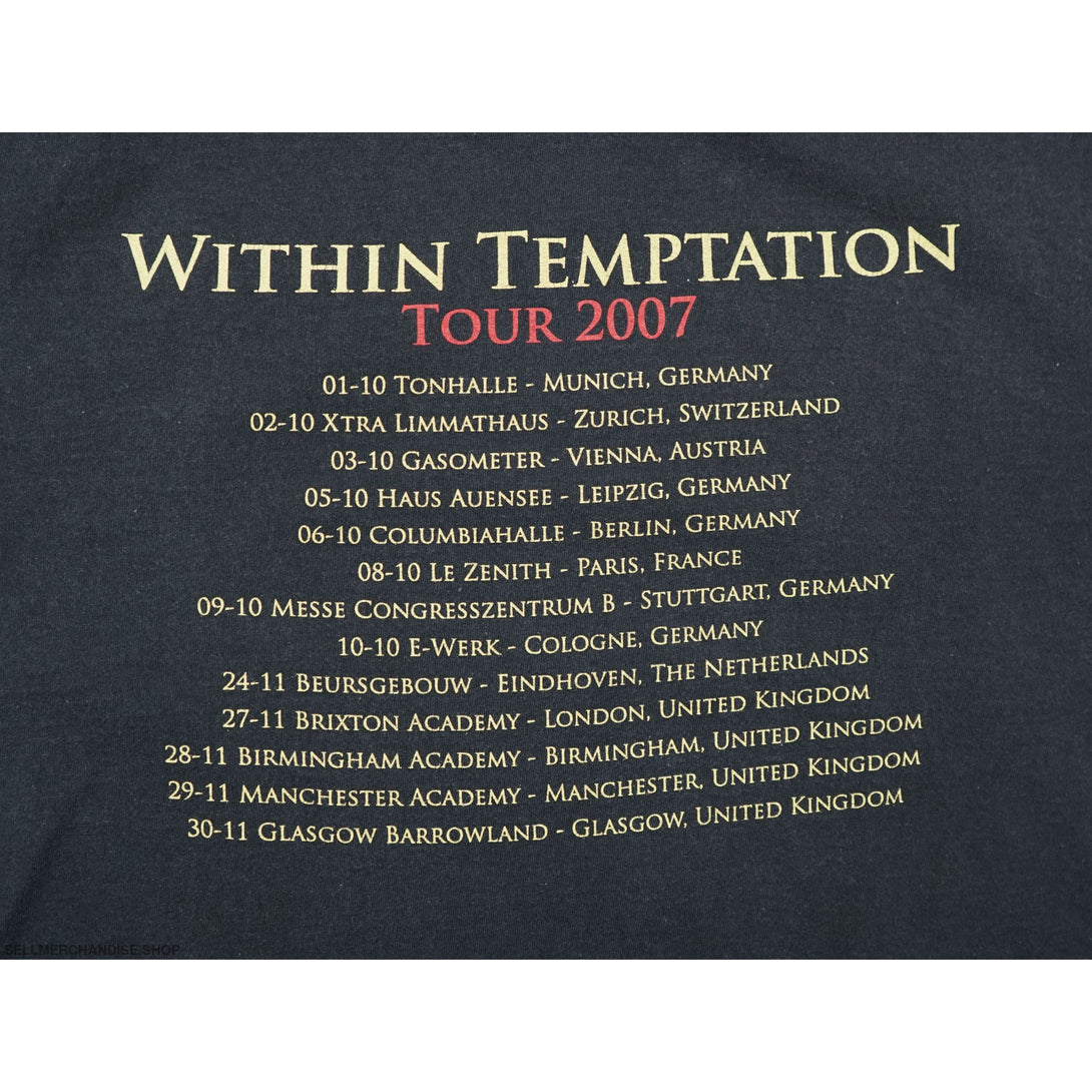 Vintage 2007 Within Temptation Tour T-Shirt