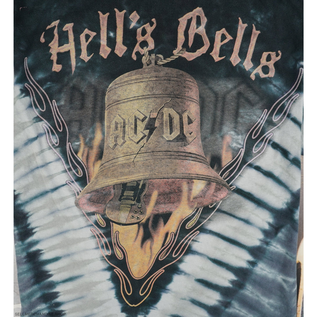 Vintage 2010s ACDC Hells Bells Liquid Blue Tie Dye T-Shirt