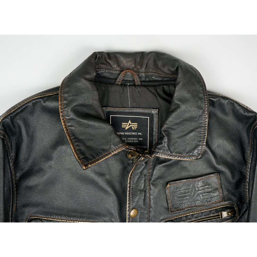 Vintage 90s Alpha Industries Leather Jacket