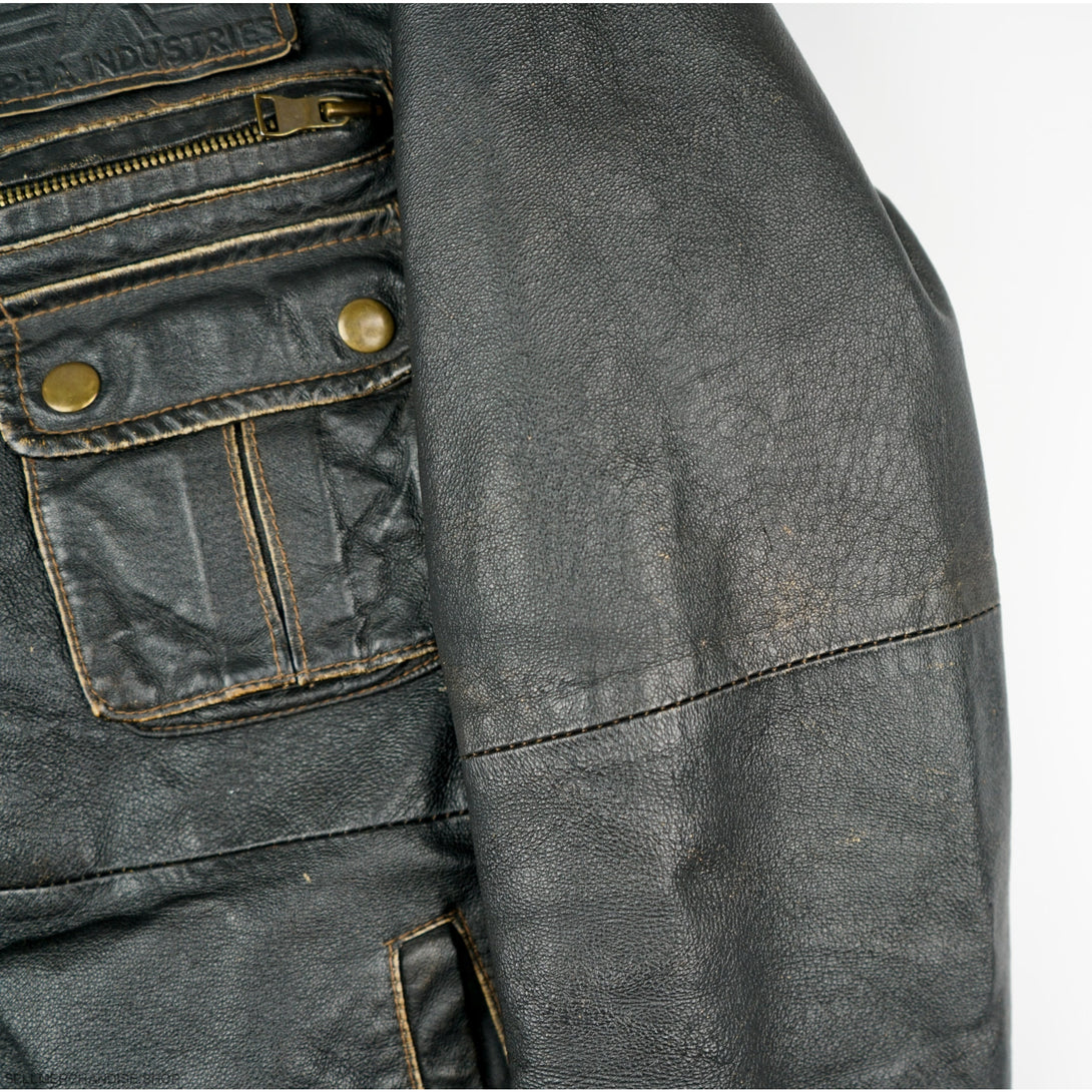 Vintage 90s Alpha Industries Leather Jacket