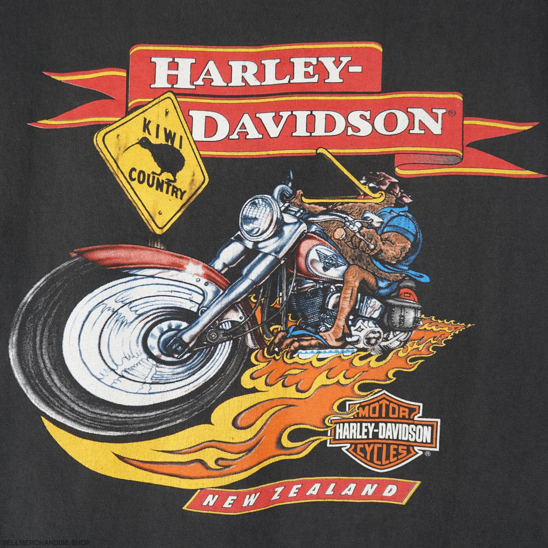 Vintage RARE 90s Harley Davidson New Zealand T-Shirt