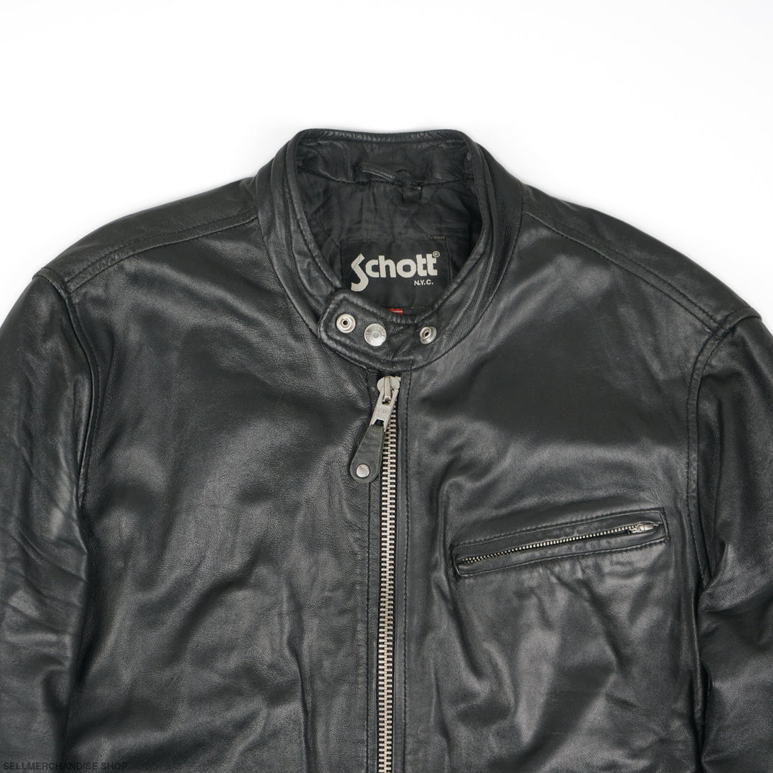 Vintage 90s Schott Caferacer Cowhide Leather Jacket