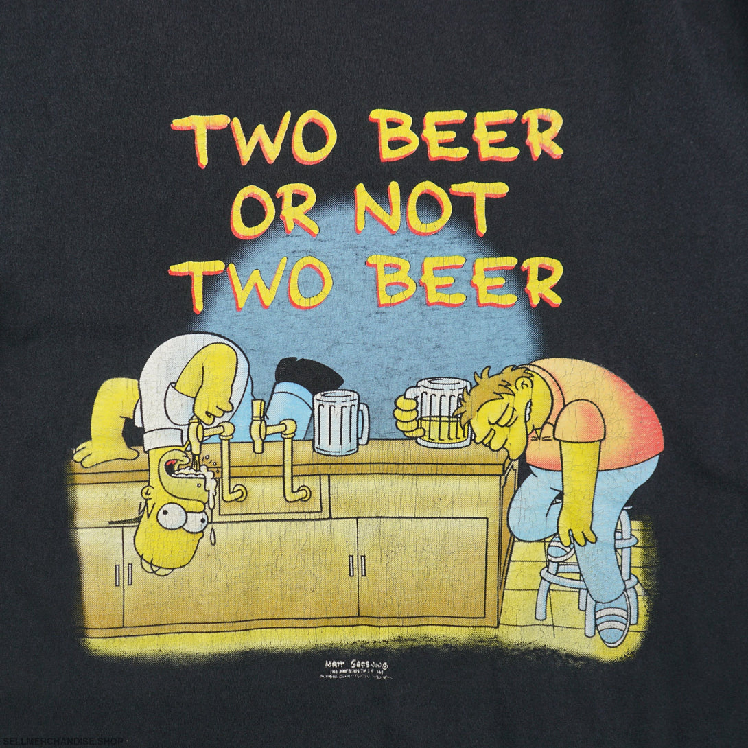 Vintage 90s The Simpsons Two Beer Or Not T-Shirt