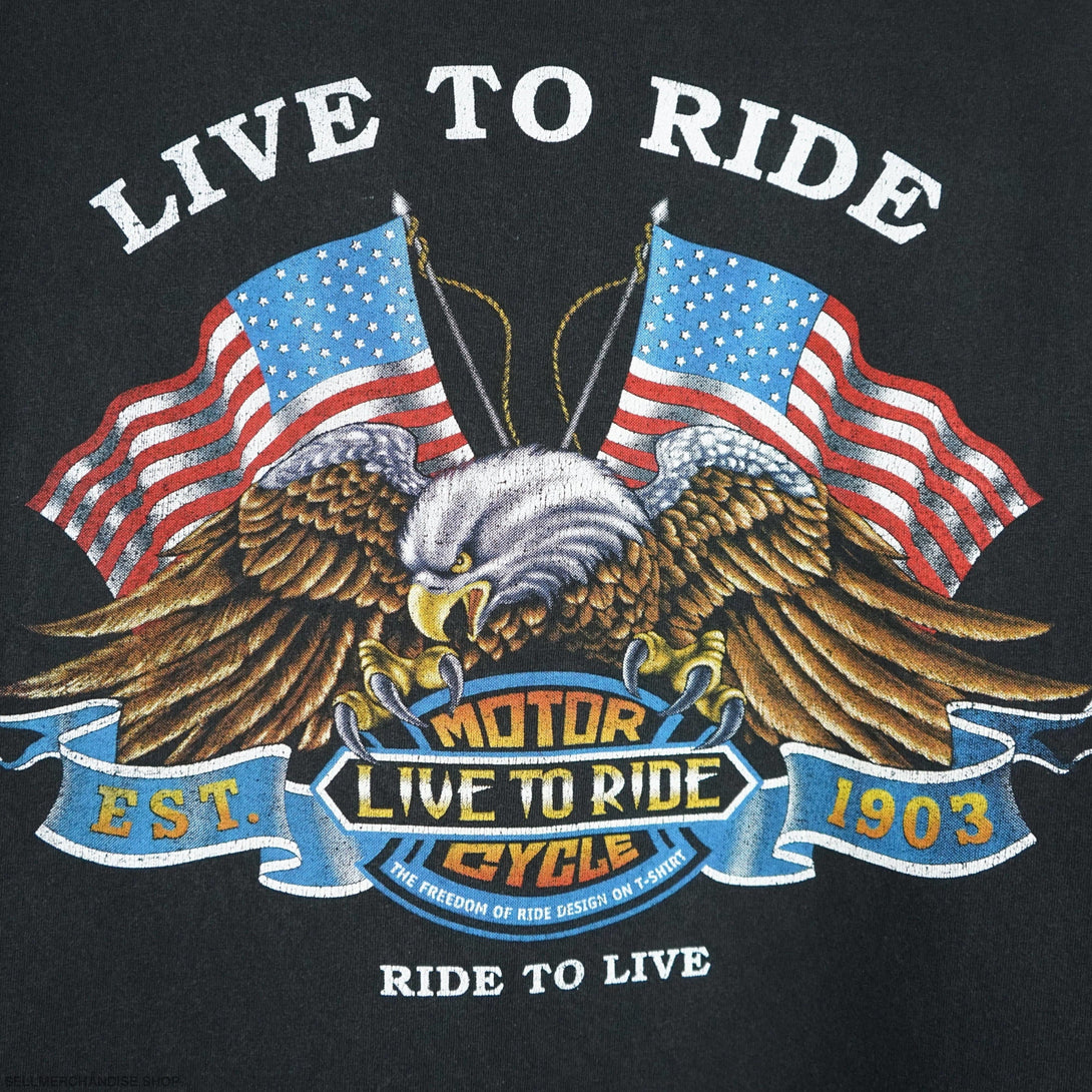 1990 American Biker Live To Ride t shirt