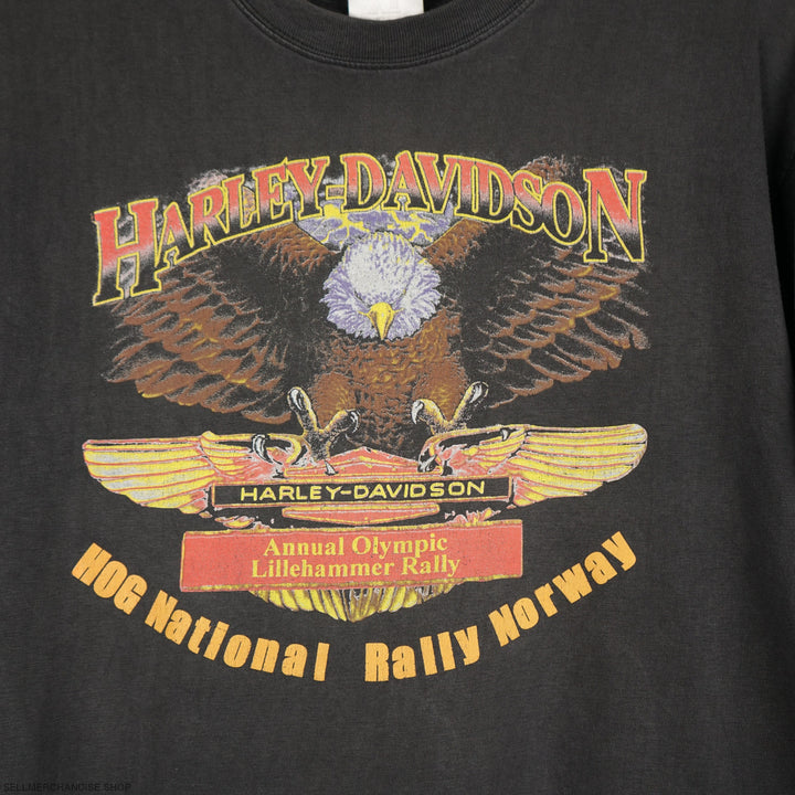 Vintage 1990s Harley Davidson Norway t-shirt Eagle graphic