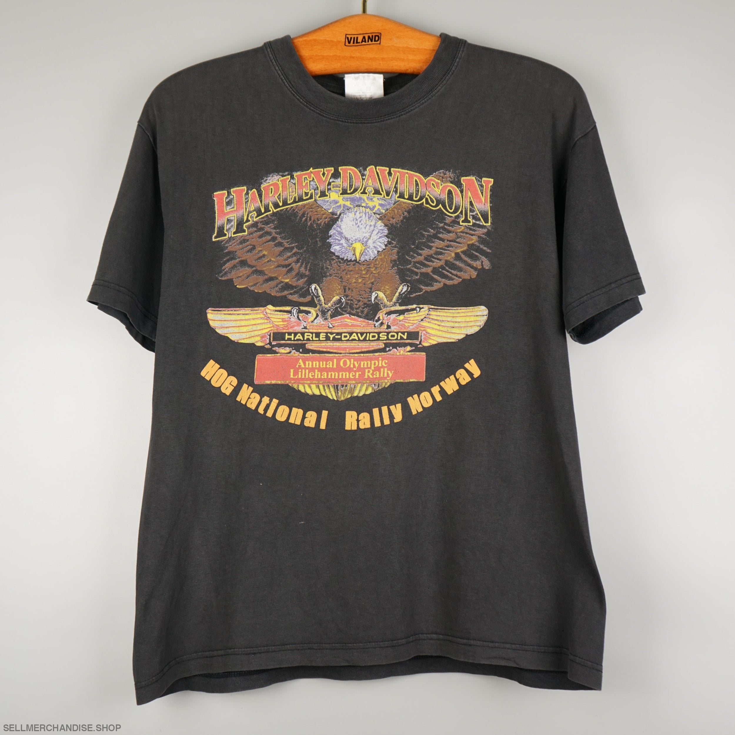 Vintage 1990s Harley Davidson Norway t-shirt Eagle graphic