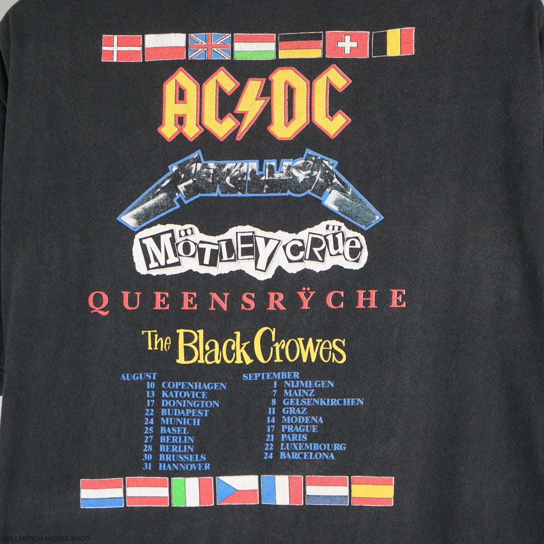 monsters of rock 1991 Vintage 1991 Monsters of Rock Fest T-Shirt ACDC Metallica