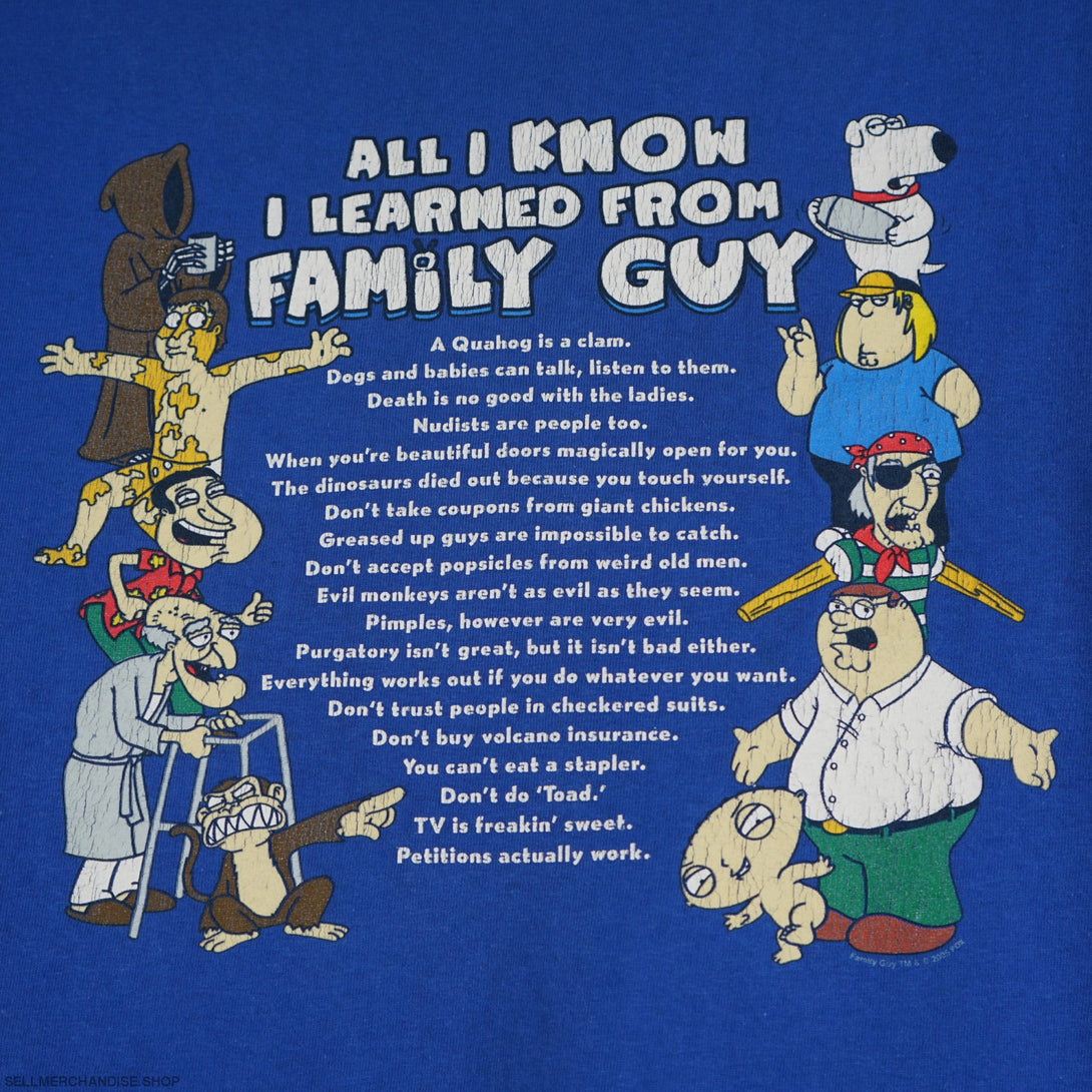 Vintage 2005 All I know I learned from Family Guy t-shirt