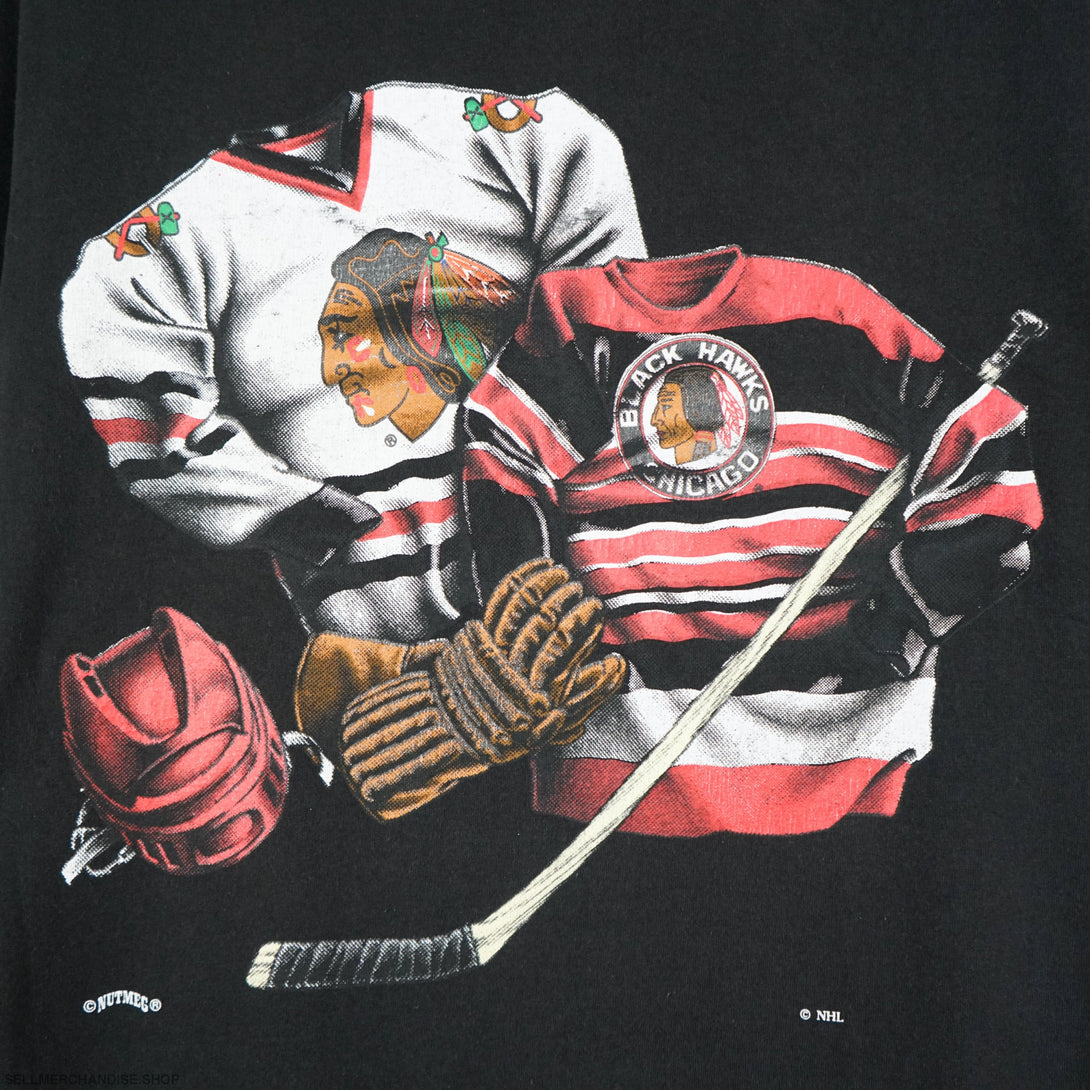 Vintage Black Hawks Chicago t shirt 90s NHL