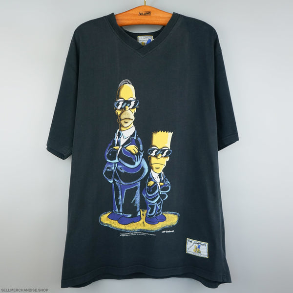 vintage Homer and Bart Simpson FBI t shirt 1998
