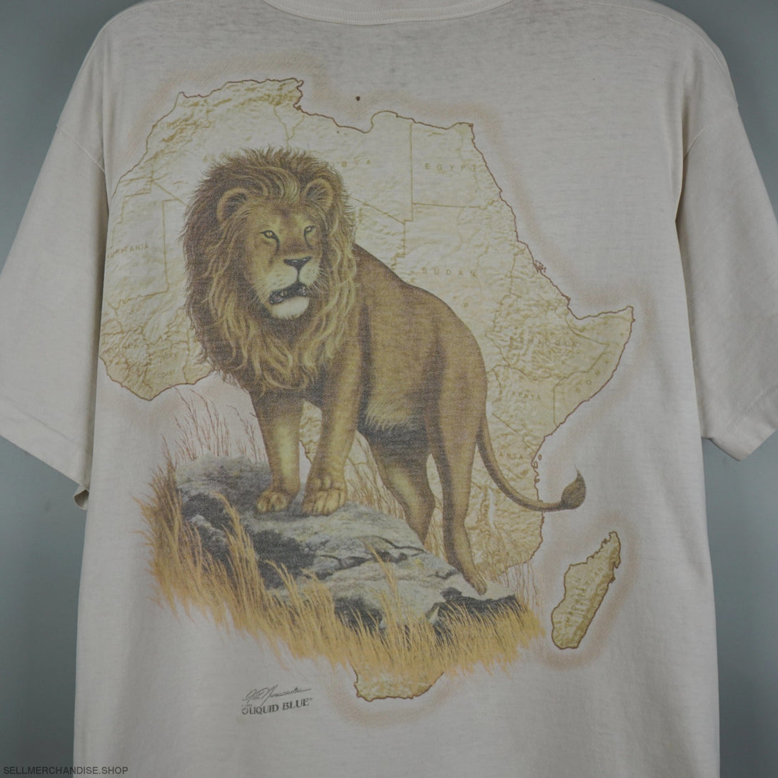 Vintage Liquid Blue Lion t shirt 1990s