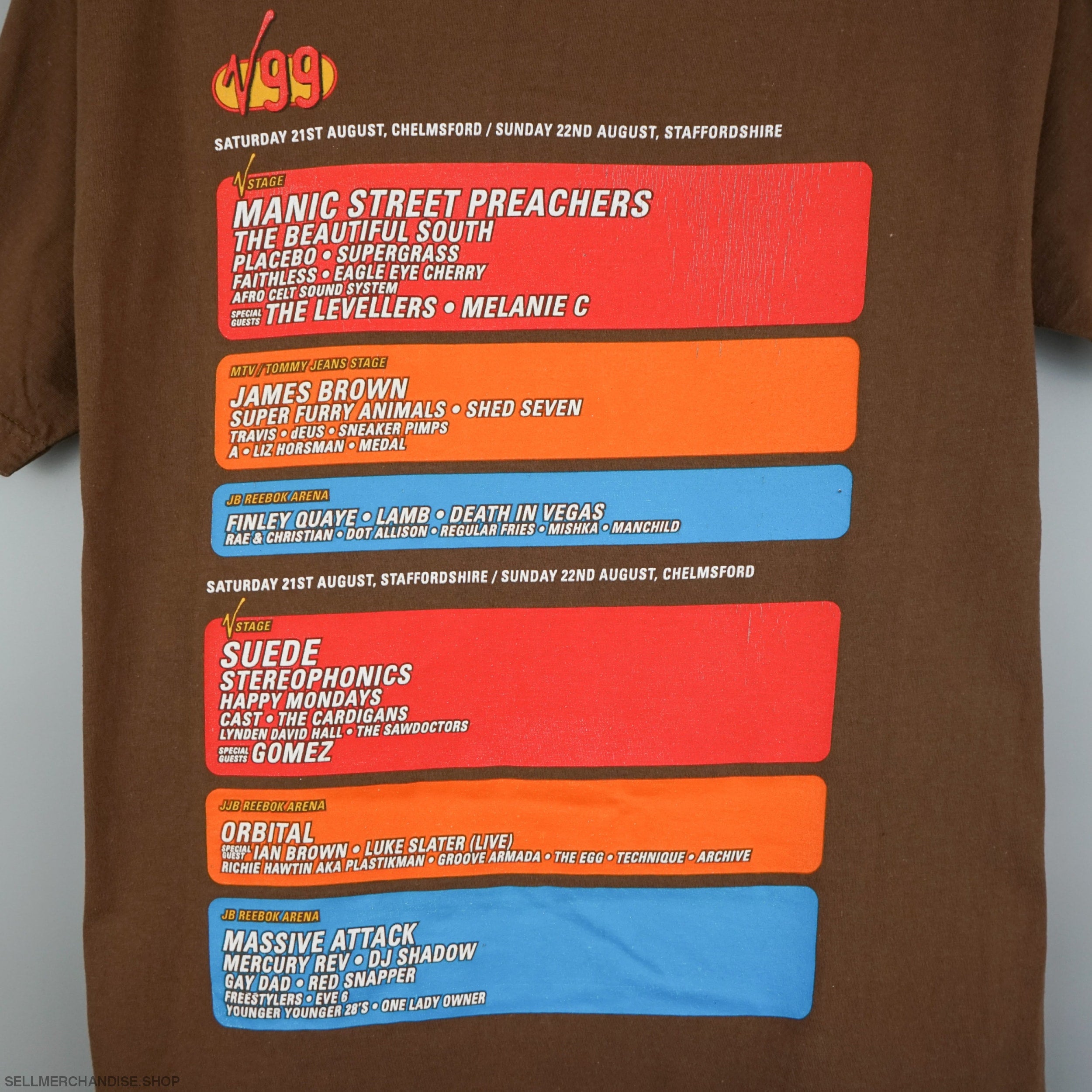 Suede シャツ 1999 ツアー Vintage V Festival t shirt V99 1999 Placebo Suede | SellMerchandise