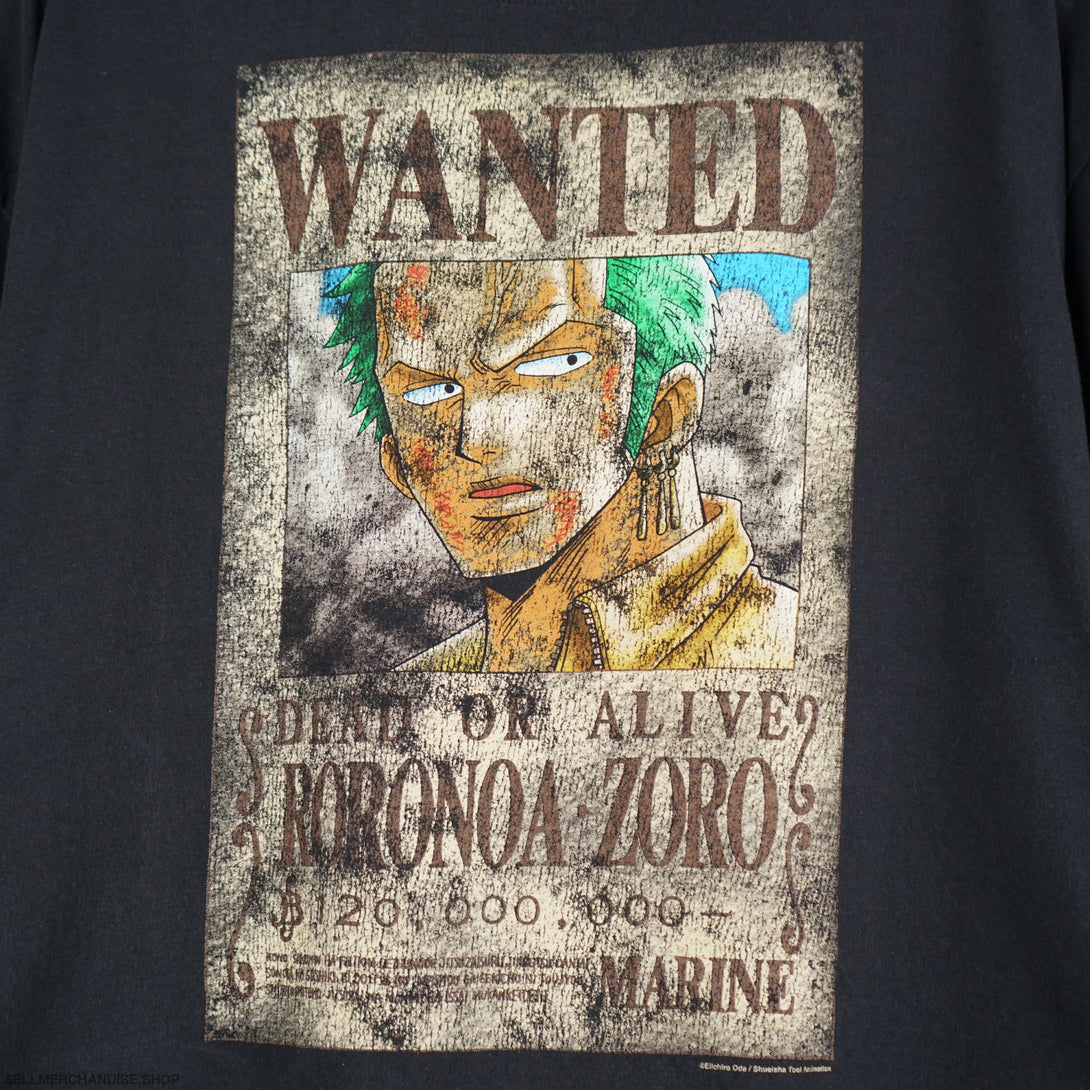 Vintage Y2K One Piece t-shirt Wanted Roronoa ZORO Eiichiro Oda