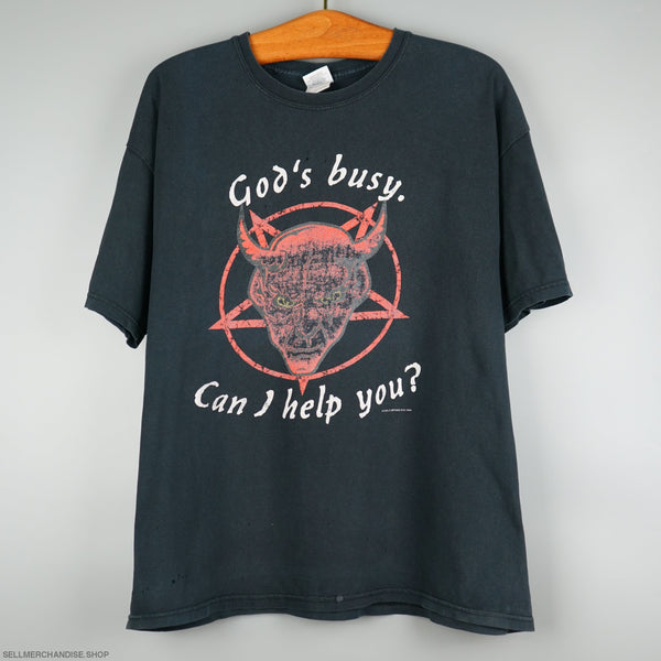 Vintage y2k Satan: Gods Busy, Can I help you? t-shirt